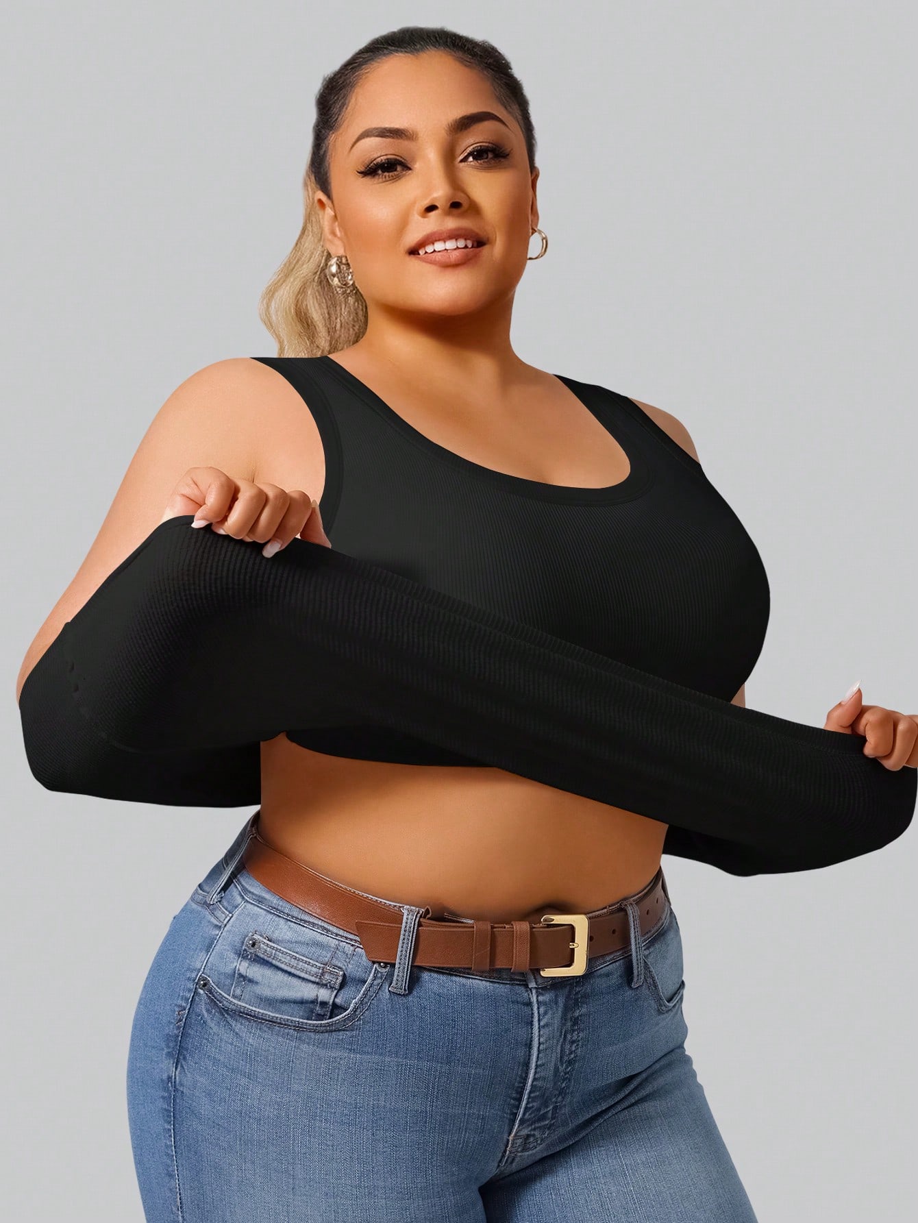 Tank Top Ribbed - Débardeur court côtelé très extensible pour