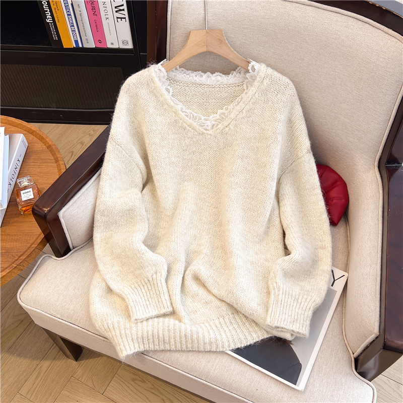 Pull à col en V en dentelle à  - Thermal Long John avis et prix